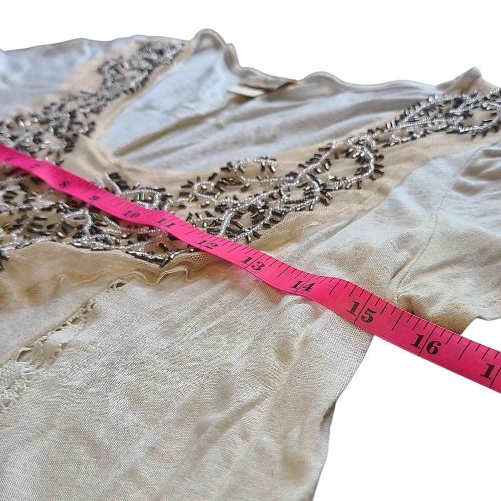 Daytrip by Buckle Ivory Beaded Lace Boho Top Large Festival Y2K Blouse - Picture 7 of 8